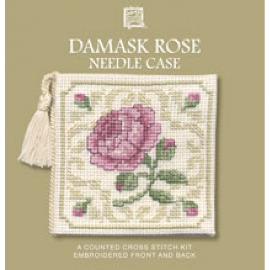 British Textile Heritage Cross-stitch Needlecase kit - Damask Rose