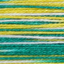 Close up  swatch of Daruma Sashiko Threads in Greens and Yellows