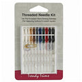 Threaded needle kit with various colored needles on a Trendy Trims branded package.