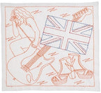 Sample of Sashiko design with Union Jack flag and Rock and Roller singer