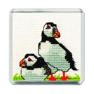 British Textile Heritage Cross-stitch Magnet kit - Puffin