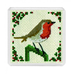 British Textile Heritage Cross-stitch Magnet kit - Robin