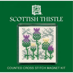 British Textile Heritage Cross-stitch Magnet kit - Scottish Thistle