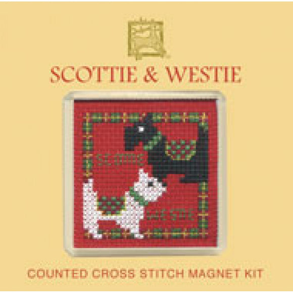 British Textile Heritage Cross-stitch Magnet kit - Scottie & Westie