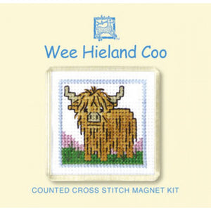 British Textile Heritage Cross-stitch Magnet kit - Wee Hieland Coo