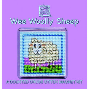 British Textile Heritage Cross-stitch Magnet kit - Wee Woolly Sheep