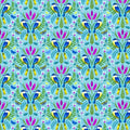 Colorful New Zealand Quilt Fabric with Kotare Kingfisher and floral design on a turquoise background.