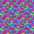 Colorful New Zealand Quilt Fabric of pink Pohutukawa flowers and green leaves on a blue background.