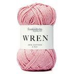 Swatch of Fiddlesticks Wren cotton yarn 8-ply DK in medium Pink