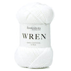 Swatch of Fiddlesticks Wren cotton yarn 8-ply DK in white