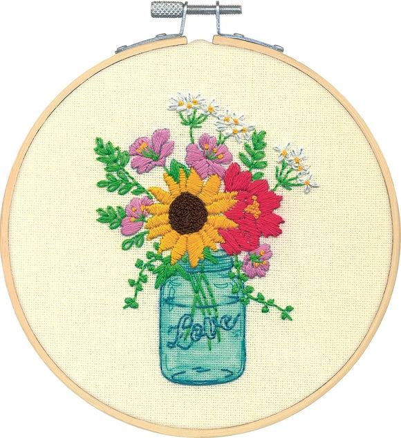 Dimensions Learn a Craft Embroidery Kit - Floral Jar (includes hoop!)