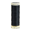 Spool of black thread with 'Gutermann' branding on a white background