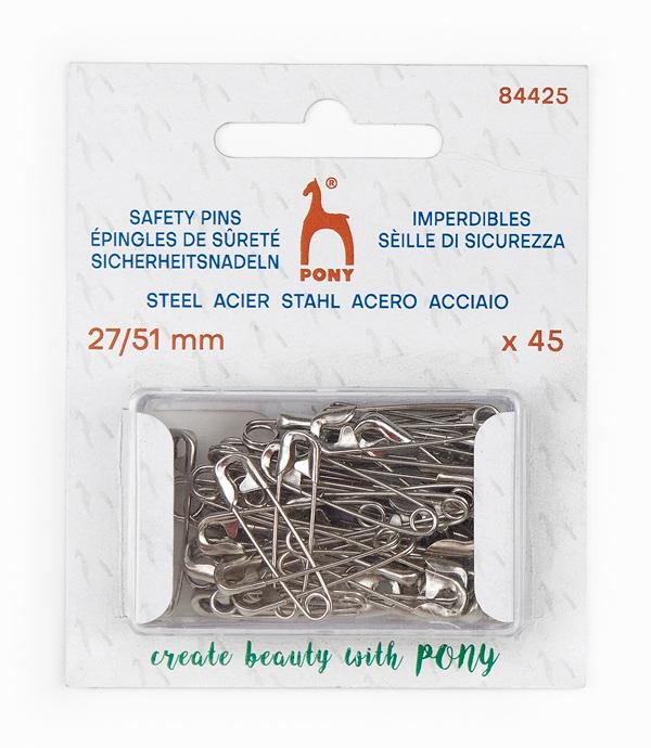Pack of safety pins with Pony branding on a white background