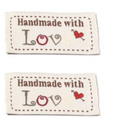 Polyester "Handmade with Love" Heart labels