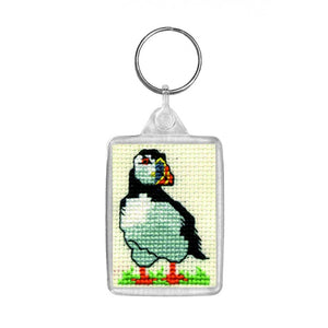 British Textile Heritage Cross-stitch Key Ring kit - Puffin