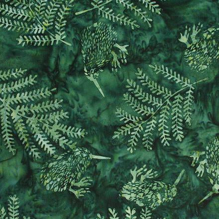 Kiwi Birds and Ferns - Emerald colour