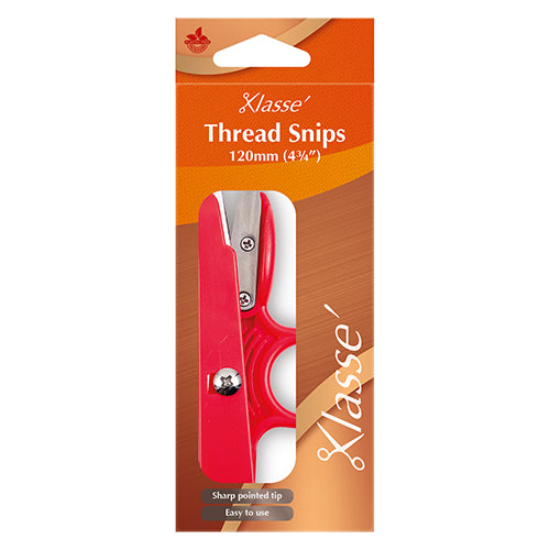 Klasse thread snips packaging with red snips in an orange package