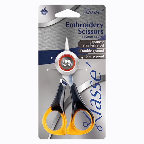 Embroidery scissors with faux tortoise shell handles in a Klasse branded packaging