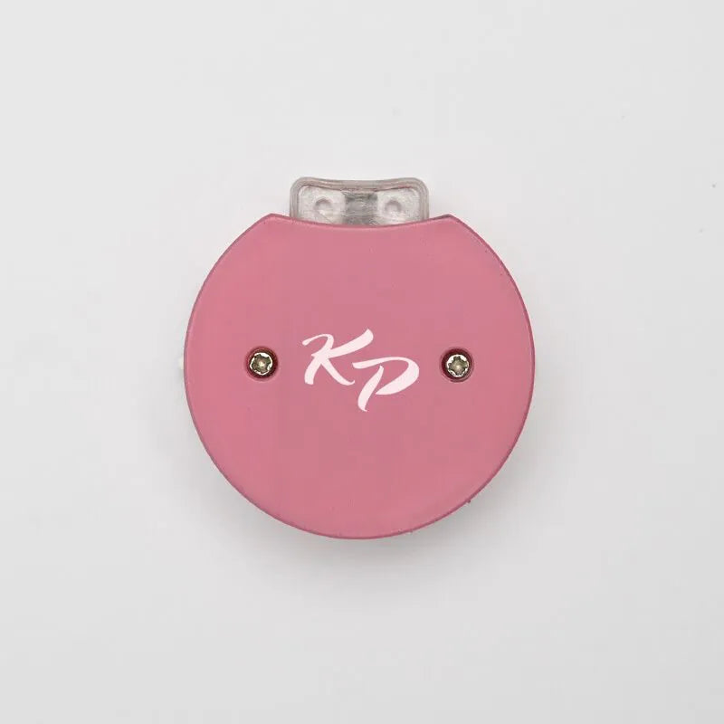Pink row counter for knitting or crochet a light gray background
