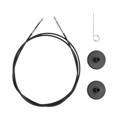 Black Knitting needle cable on a white background