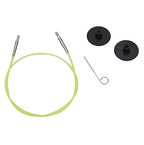 Lime Green Knitting needle cable on a white background