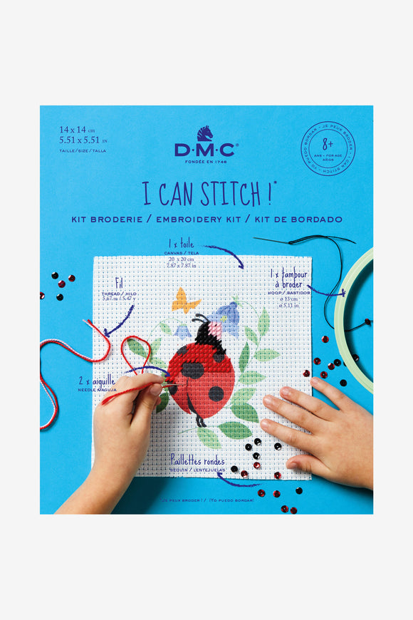 DMC I Can Stitch It Kit for Children & Learners - Ladybird Tapestry Kit (includes hoop!)