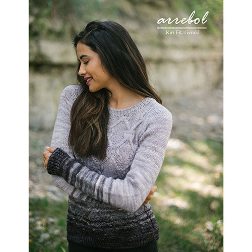 Malabrigo Knitting Pattern - Arrebol Pullover with Cabled Front & Fading Colourway in 8-ply / DK to 10-ply / Worsted-weight