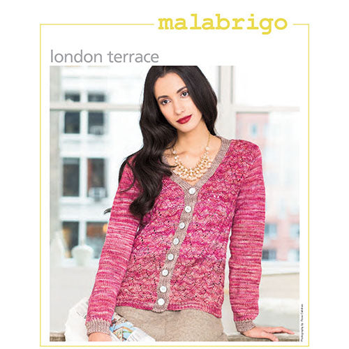 Malabrigo Knitting Pattern - London Terrace V-Neck Cardigan in 8-ply to 10-ply / DK to Aran weight