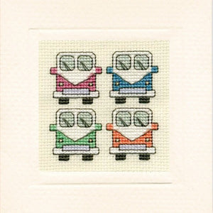 British Textile Heritage Cross-stitch Mini Card kit - Campervans