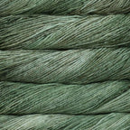 Close-up of multicolored Malabrigo Rios yarn with multi-green hues.