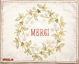 French General Embrodiery Panel - Broderie Bonheur De Jour Rouge - Red on Natural Full Panel