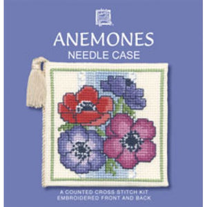 British Textile Heritage Cross-stitch Needlecase kit - Anemones