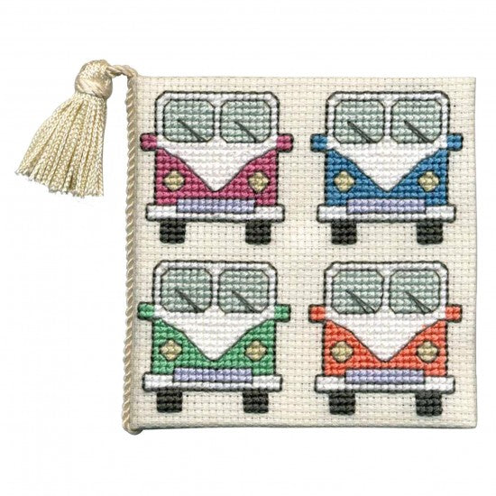 British Textile Heritage Cross-stitch Needlecase kit - Campervans