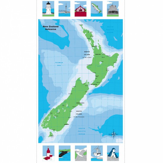 New Zealand Map Panel (60 cm by 110 cm)