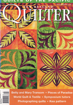 Magazine cover titled 'New Zealand Quilter' featuring a colorful quilt pattern.
