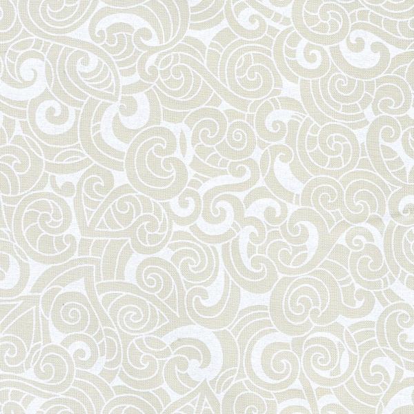 Quilt fabric featuring a traditional Maori Moko design in ivory and white