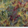 New Zealand designed quilt fabric with ferns on a textured background in beige burgundy green and slate blue