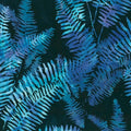 New Zealand designed quilt fabric with ferns on a textured background in shades of blue turquoise and purple