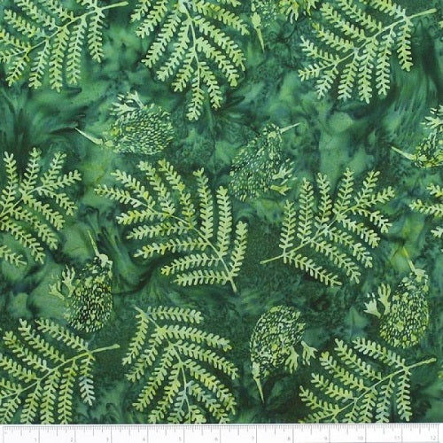 New Zealand designed quilt fabric with Kiwi birds and ferns on a textured background in greens
