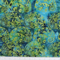 New Zealand designed quilt fabric with Maori style paua (abalone) design in turquoise green and blue