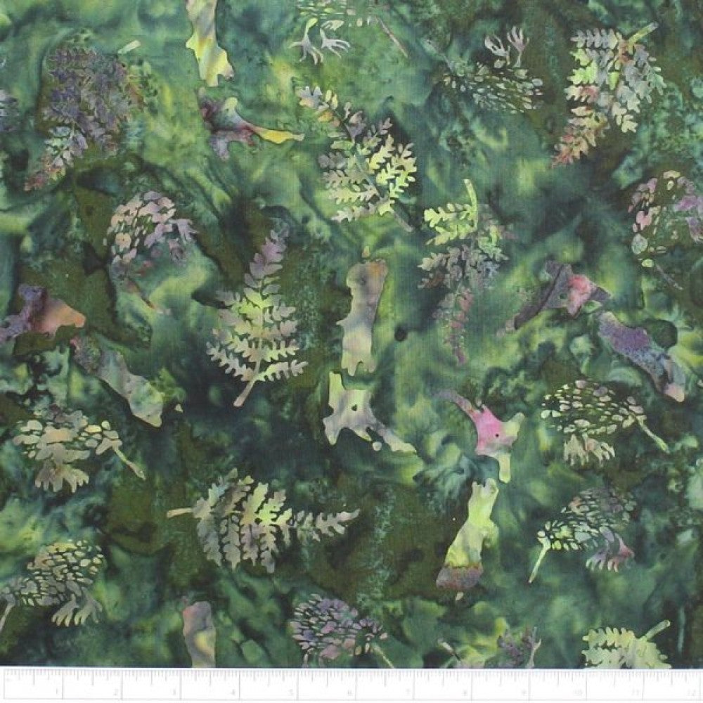 New Zealand designed quilt fabric with an Outline of the New Zealand Islands along with Kiwi birds and ferns on a textured background in green blue and purple