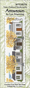 Cross-stitch bookmark kit for 'Arrowtown' by Lyn Manning with a New Zealand theme.