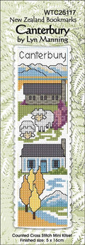 New Zealand designed Cross-stitch bookmark with Canterbury motifs.