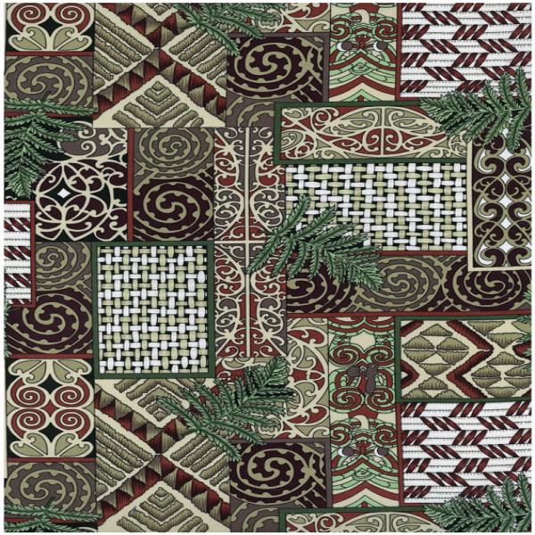 Maori Basket pattern with geometric and tribal designs in earthy tones.
