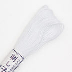 Skein of Olympus Sashiko Thread in colour white on a white background