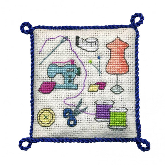 British Textile Heritage Cross-stitch Pin Cushion kit - Sewing