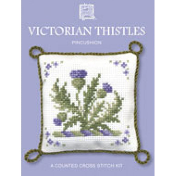 British Textile Heritage Cross-stitch Pin Cushion kit - Victorian Thistle