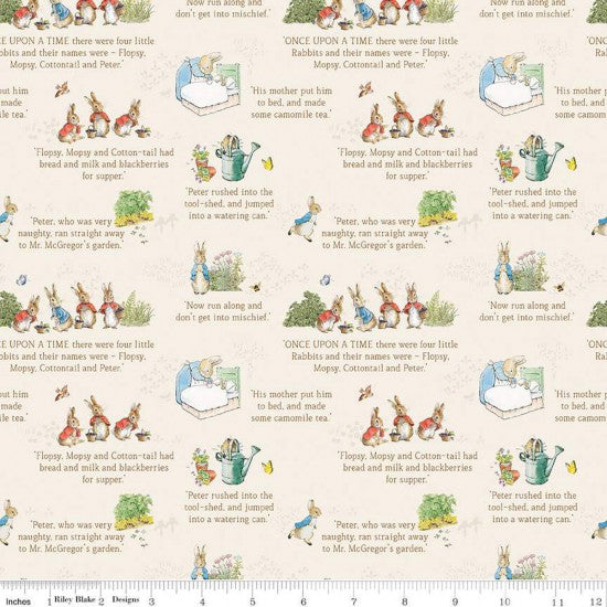 Peter Rabbit - Book Quotes on a Cream Background