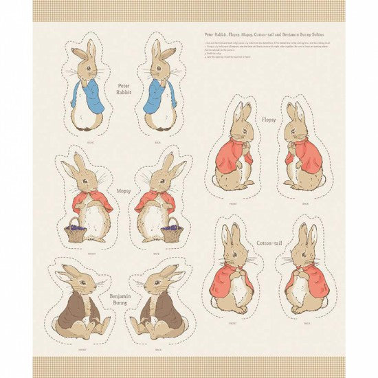 Peter Rabbit - Five Soft Toy Cut-out & Sew Peter Prints  (90 cm wide panel)