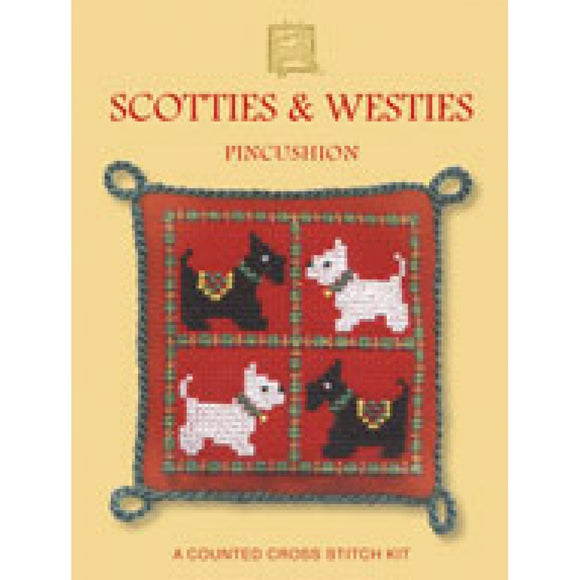 British Textile Heritage Cross-stitch Pin Cushion kit - Scottie & Westie